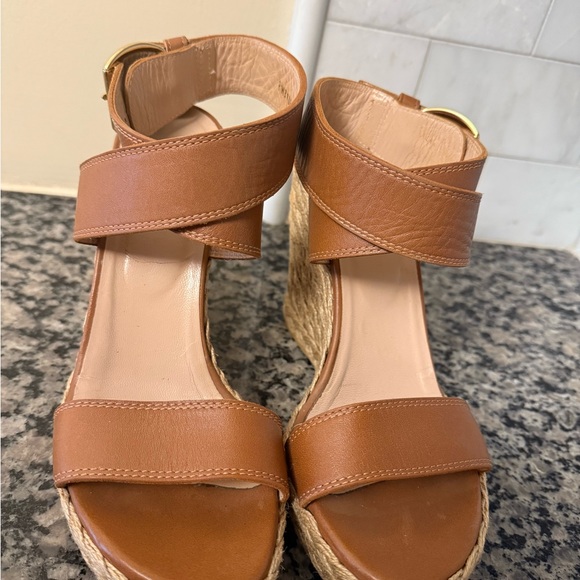 Stuart Weitzman Tan Wedge Sandals - Picture 2 of 9